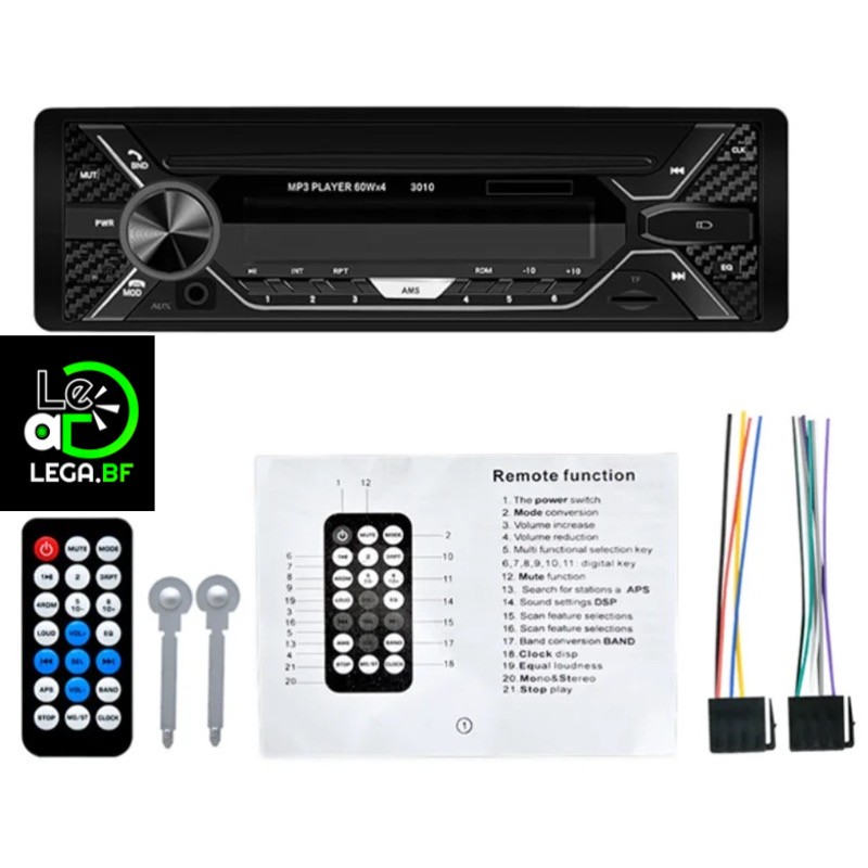 Auto radio poste de voiture Bluetooth,radio,clé usb,mémoire,cassette cd