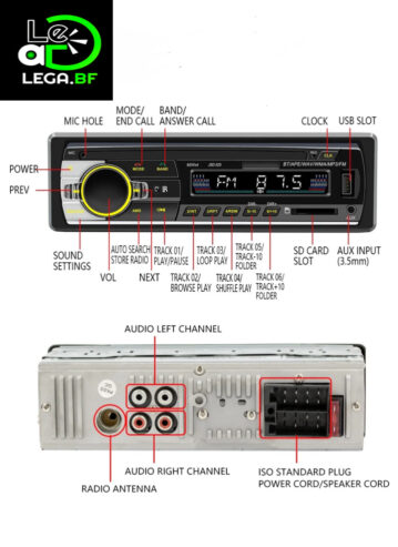 Poste radio de voiture Bluetooth,clé usb