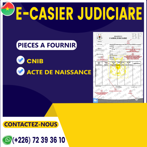 CASIER JUDICIAIRE AU BURKINA